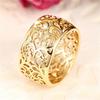 Huitan Vintage Hollow Design Women Ring Gold Color Wedding Party Metal Jewelry Fashion Engraved Design Lady Elegant JewelryGood Product