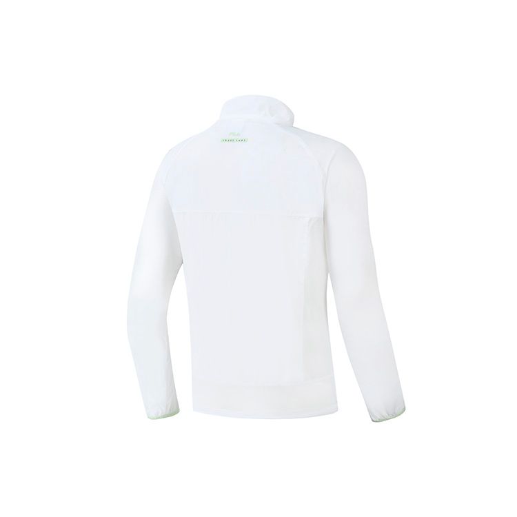 FILA Athletics Logo Print Breathable Solid Color Sports Casual Woven Jacket Men Jacket Jade-White A11M223703F-WT