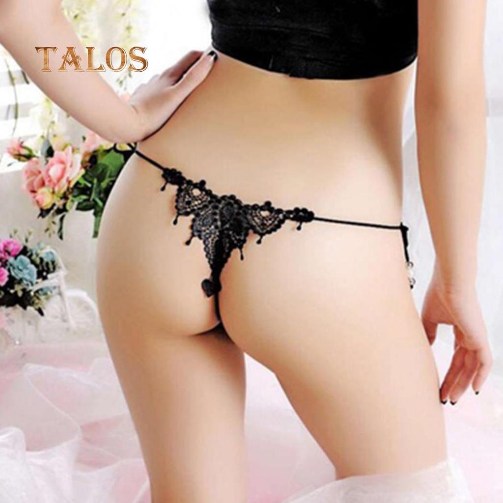 Talos Sexy Mašlička Visací Korálek Krajka Duté G-string Pohodlné Spodní prádlo Noční prádlo Dámské Tanga
