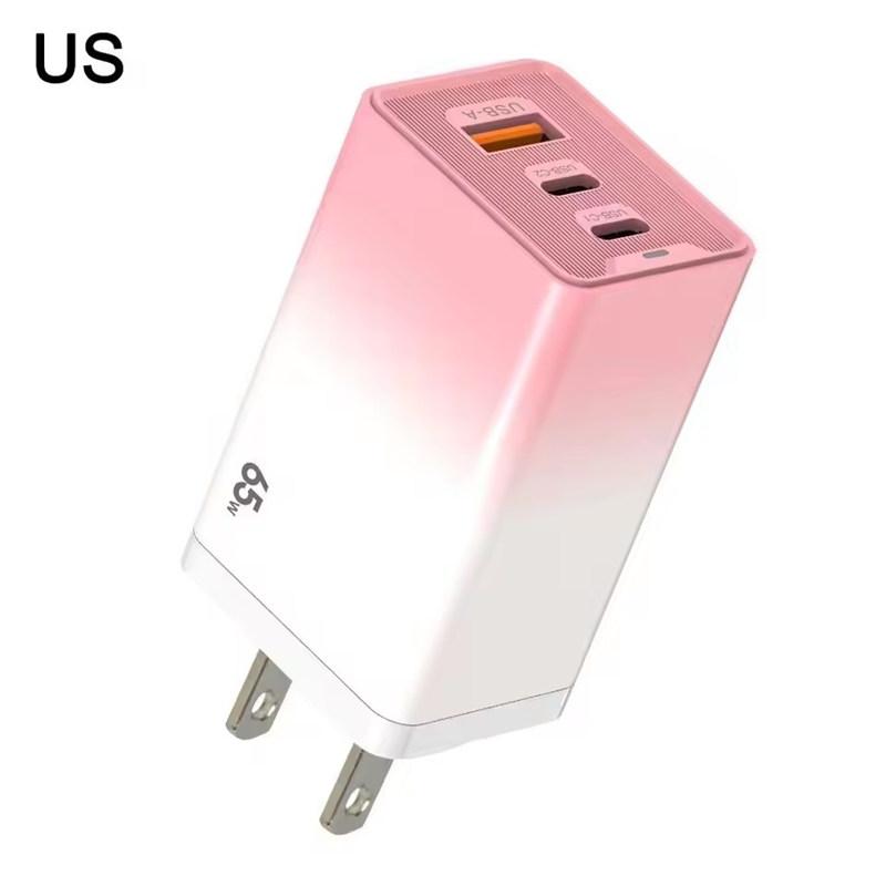 USB Type C Charger With Gradient Shell 65W Fast Charging 3-Port USB-C USB-A Adapter Plug For EU/US For iPhone