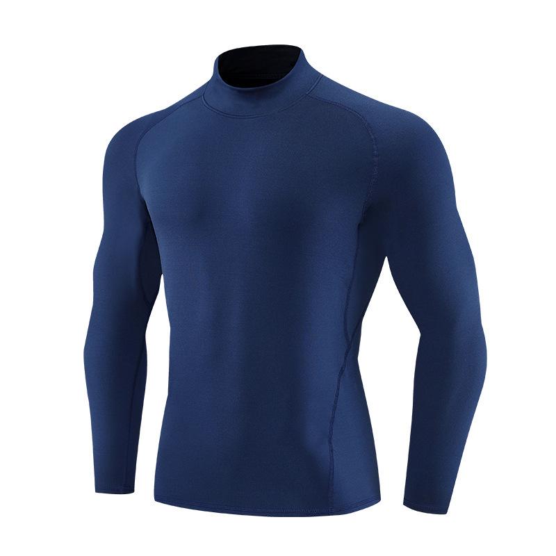 

European Size High Neck Quick-Dry Fit Long Sleeve Warm Base Layer Top M темно-синього кольору