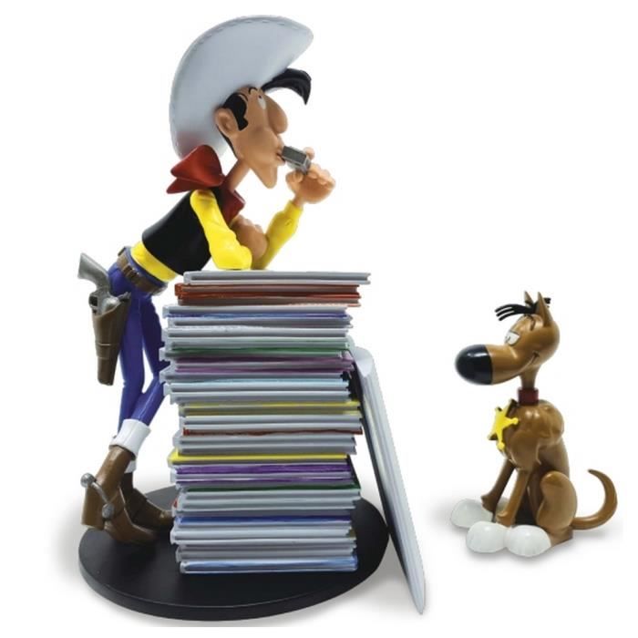 Figurines - Figurine Collection Plastoy Lucky Luke S'appuyant Sur Une Pile D'albums (2022) -