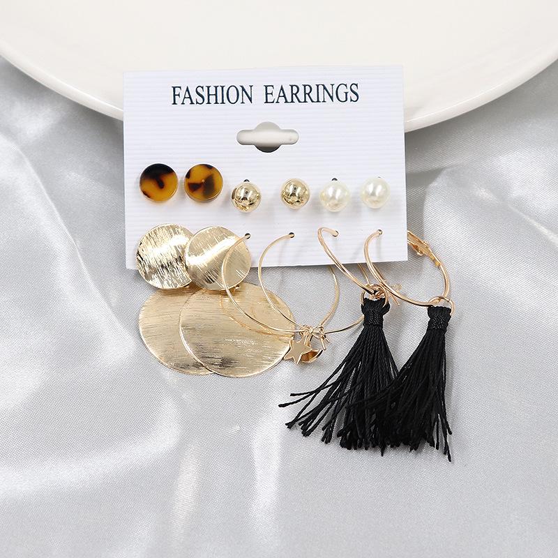 2024 European & American Fashion: Exaggerated Pearl & Crystal Butterfly Stud Earrings - 6 Pairs Set for Women