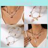 Ensemble collier et ras-de-cou ras-de-cou à plusieurs rangs de perles, pendentif fraise d'été pour femme