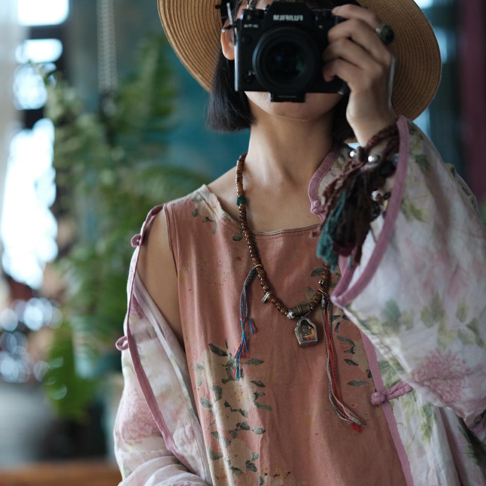 Ancient Clay Artistic Linen Sun Protection Women's High-End Cardigan 2156 Hazy