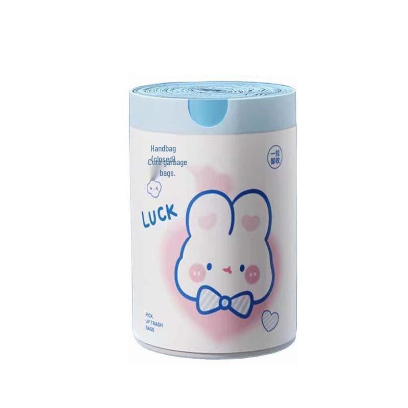 Blue Heart Rabbit Cartoon Drawstring Garbage Bags - Kitchen-Friendly, Portable, Thickened Design