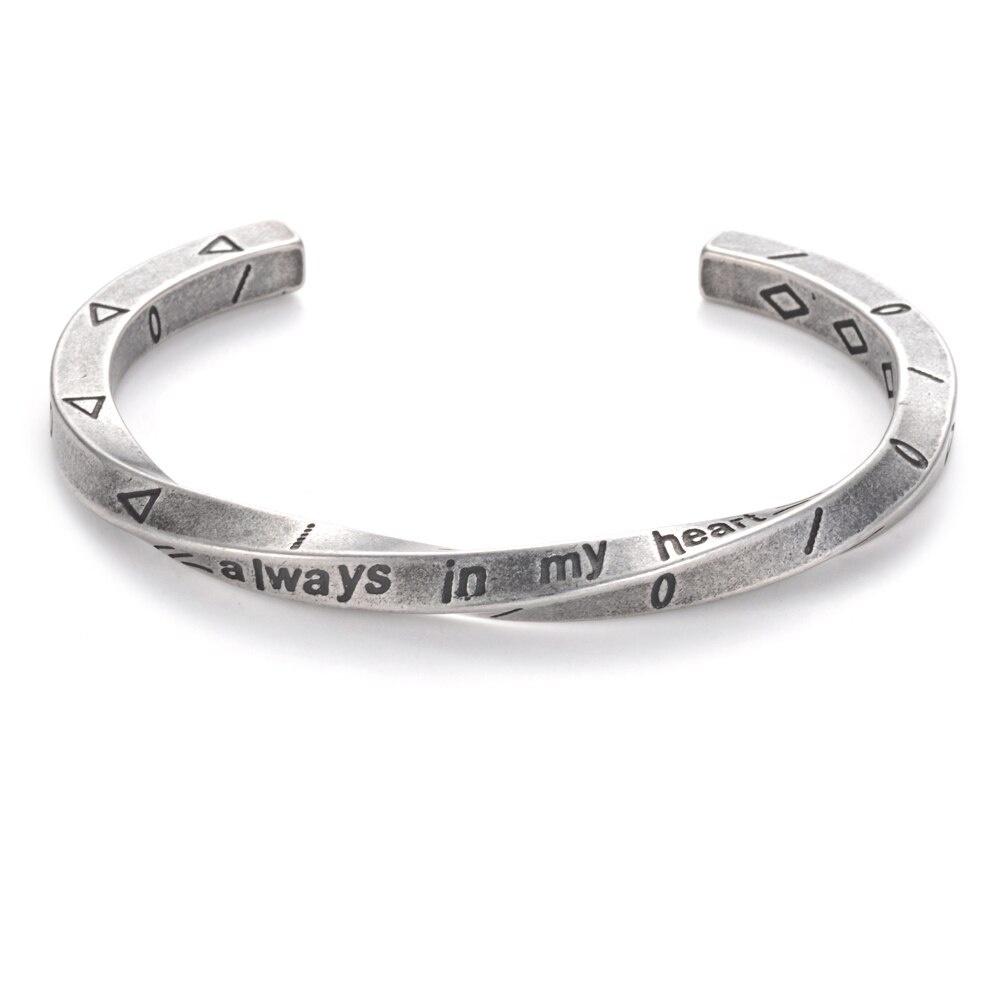New Fashion Couple Love Viking War Bracelet “Always In My Heart” VIKING Bracelet Twist Cuff Bangle for Men Jewelry