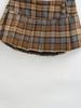 American Retro Low-Waist Plaid A-Line Mini Skirt - Women's College Style, Pleated, for Spring/Autumn