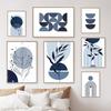 Boho Blue Sun Rainbow Leaves Geometry Wall Art Canvas Painting  Abstract Bauhaus Posters Prints Pictures For Living Room Decor