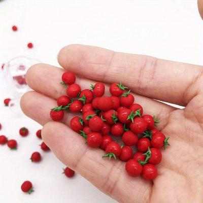 Cute Mini 10Pcs 1:12 Scale Resin Artificial Fake Miniature Fruit Tomato Kitchen Food Model Accessories Gift.