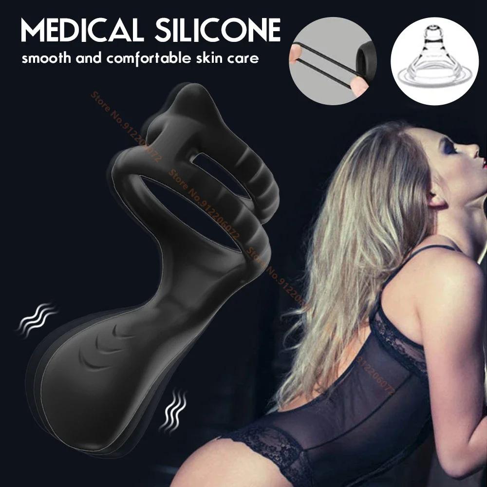 10 Modes Vibrator Cock Ring for Men Delay Ejaculation Penis Ring Sex Toys Lock Penisring Cockring Adult Male Sex Supplies