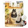 Elegant Framed Pearl Art DIY Set with Funny Black Cat Reading Newspaper 5D Sparkling Bead Canvas Painting Ready To Display Home Decor Gift