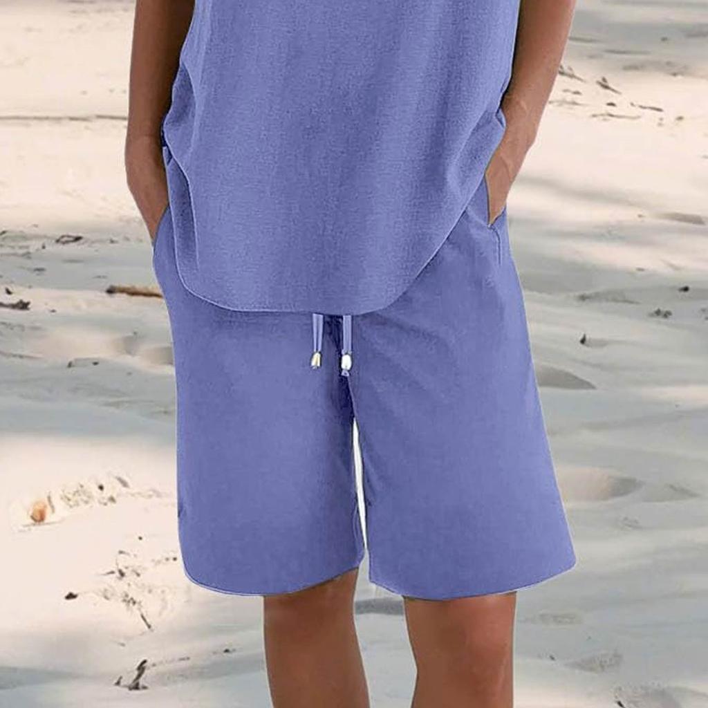Dámské ležérní letní elastické plážové kraťasy, jednobarevné ležérní kraťasy