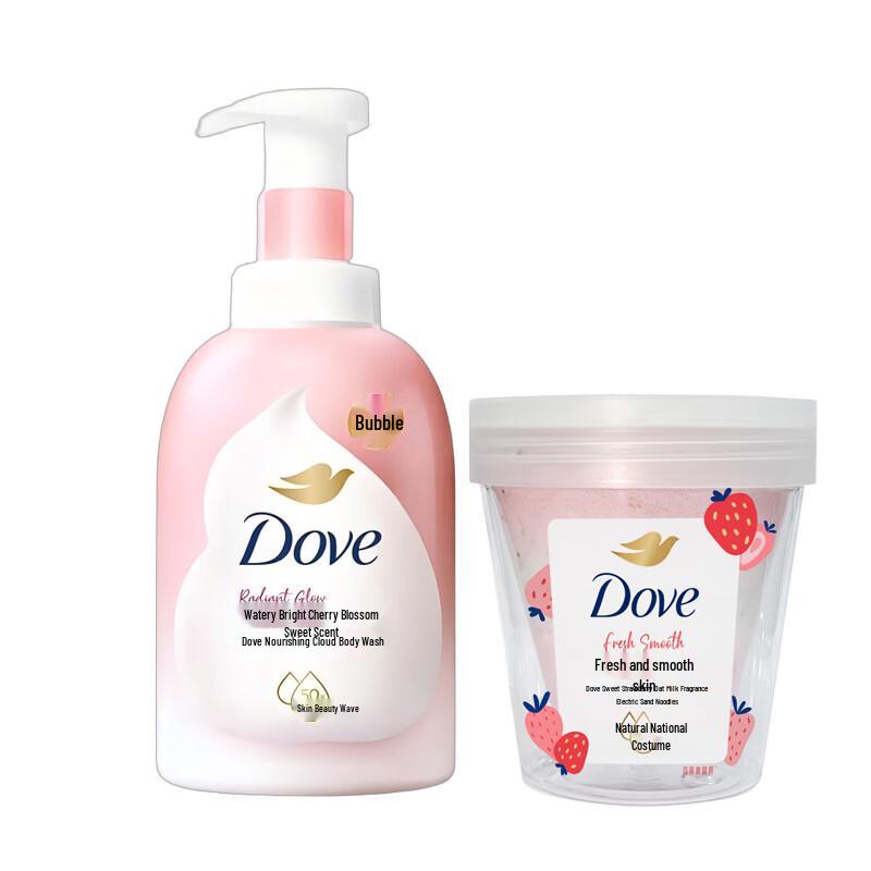 Dove Sweet Strawberry Oatmeal Milk Shower Foam & Body Scrub Set