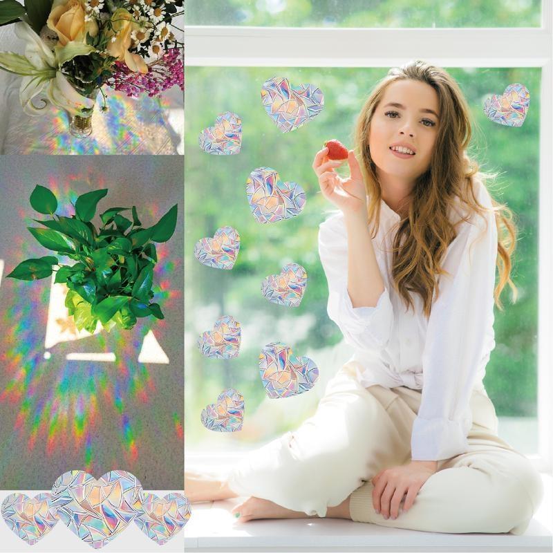 Sunshine Catcher Colorful Window Sticker Suncatcher Rainbow Prism Butterfly Static Glass Sticker PVC Anti Collision Window Sticker