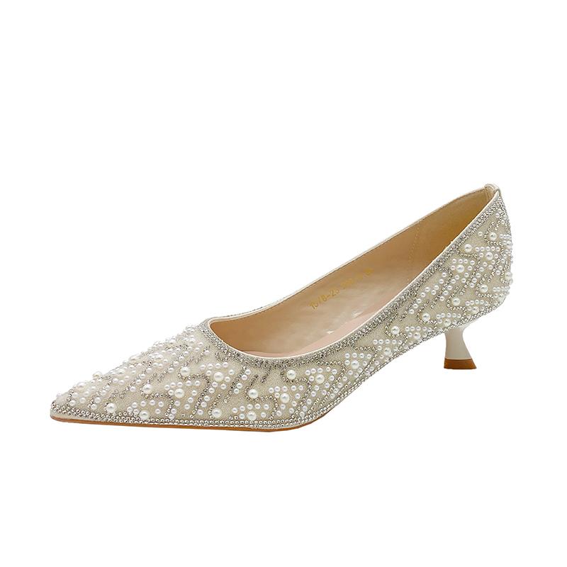 

Мода 2025 Новые Женские Высокие Каблуки Шпильки Блестки Стразы Декорация Модные Женские Туфли для Вечеринки 40