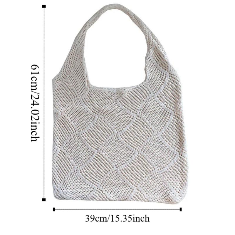 Large Capacity Women Shoulder Bag Fashion Shopping Tote Big Purses Knitted Handbag  Travel