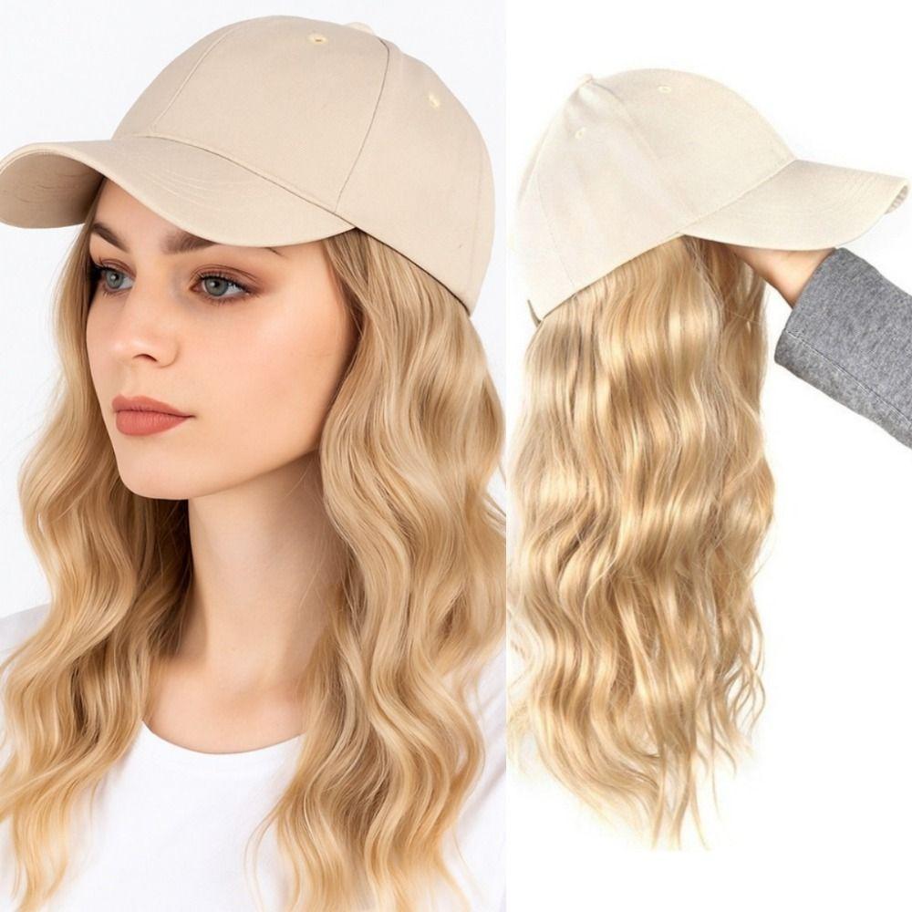 All-in-One Design Long Wavy Curly Hair Adjustable Baseball Cap Hair Extension  Daily Use