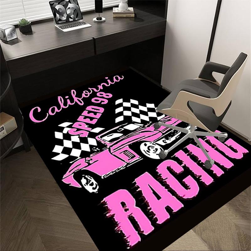 1pc California Speed 98 Racing Home Office, Durable Polyester Floor Mat with Easy, Office Decor, Urban Style, Nonslip Backing