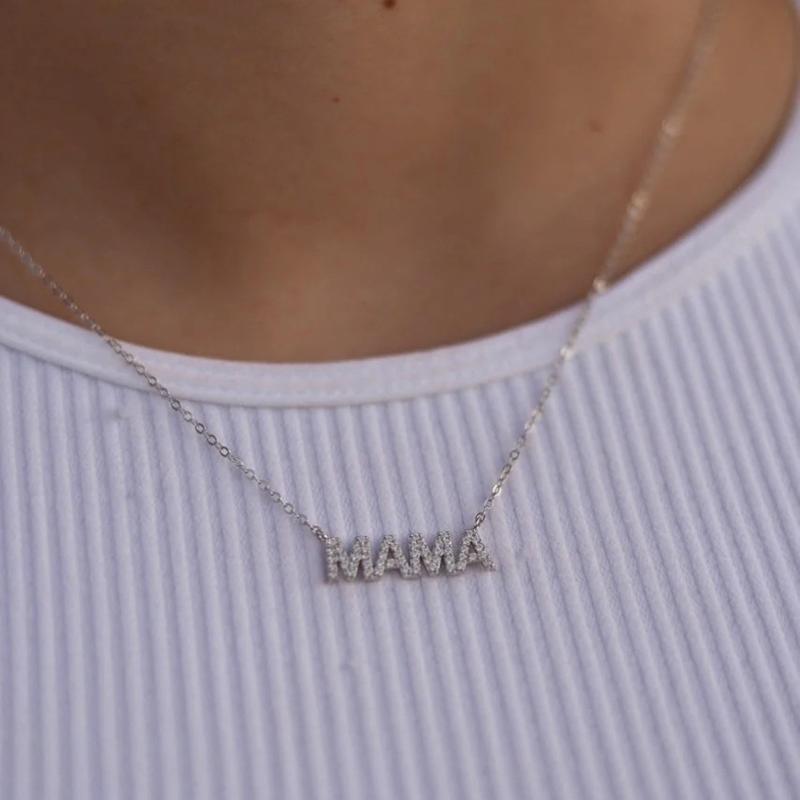 Women MAMA Bracelet Gold PVD Plated Zircon Letter Minimalist Adjustable Jewelry for Everyday Wear
