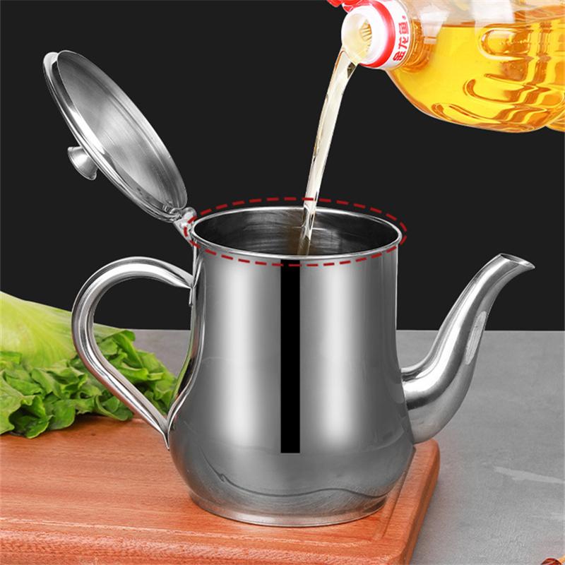 New Stainless Steel Oil Bottle Jar Dispenser Leak-Proof Seasoning Pot Residue Strainer Vinegar Sauce Container For Kitchen Home