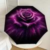 1pc Rose Purple Pattern Umbrella  Automatic Opening and Closing Umbrella, High Quality Umbrella, Ideal Gift for Her 201