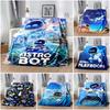 Koc flanelowy Astro Bot Game, Koc z nadrukiem robota na tropikalnej wyspie oceanicznej, do dekoracji sofy, łóżka, kanapy