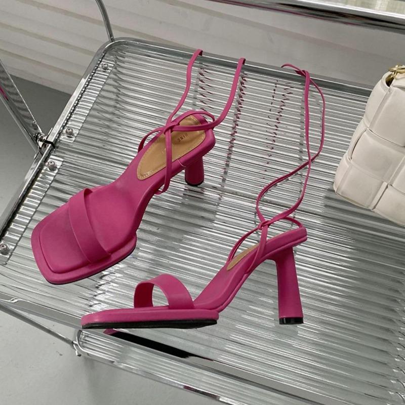 2025 Summer New Ankle Strap Sandals Women Thin High Heels Lace-Up Dress Pumps Outdoor Gladiator Sandals Zapatos De Mujer