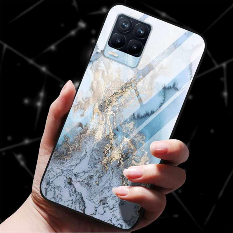 For Realme 8 Case Tempered Glass Hard Back Cover Case For Realme 8 5G 8i Realme 8 Pro Phone Case Cover Realme8 Pro Soft Bumper