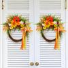 40x45cm Harvest festival decor front door wreath, pumpkin maple leaves Ears of wheat decor wreath, hello fall decor garland
