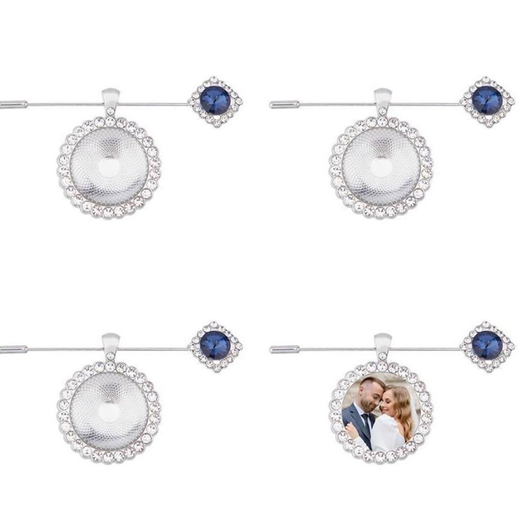Memorial Photo Locket Charm for Wedding Bouquet Alloy Rhinestones Jewelry Accessory With Round Glass Cabochon