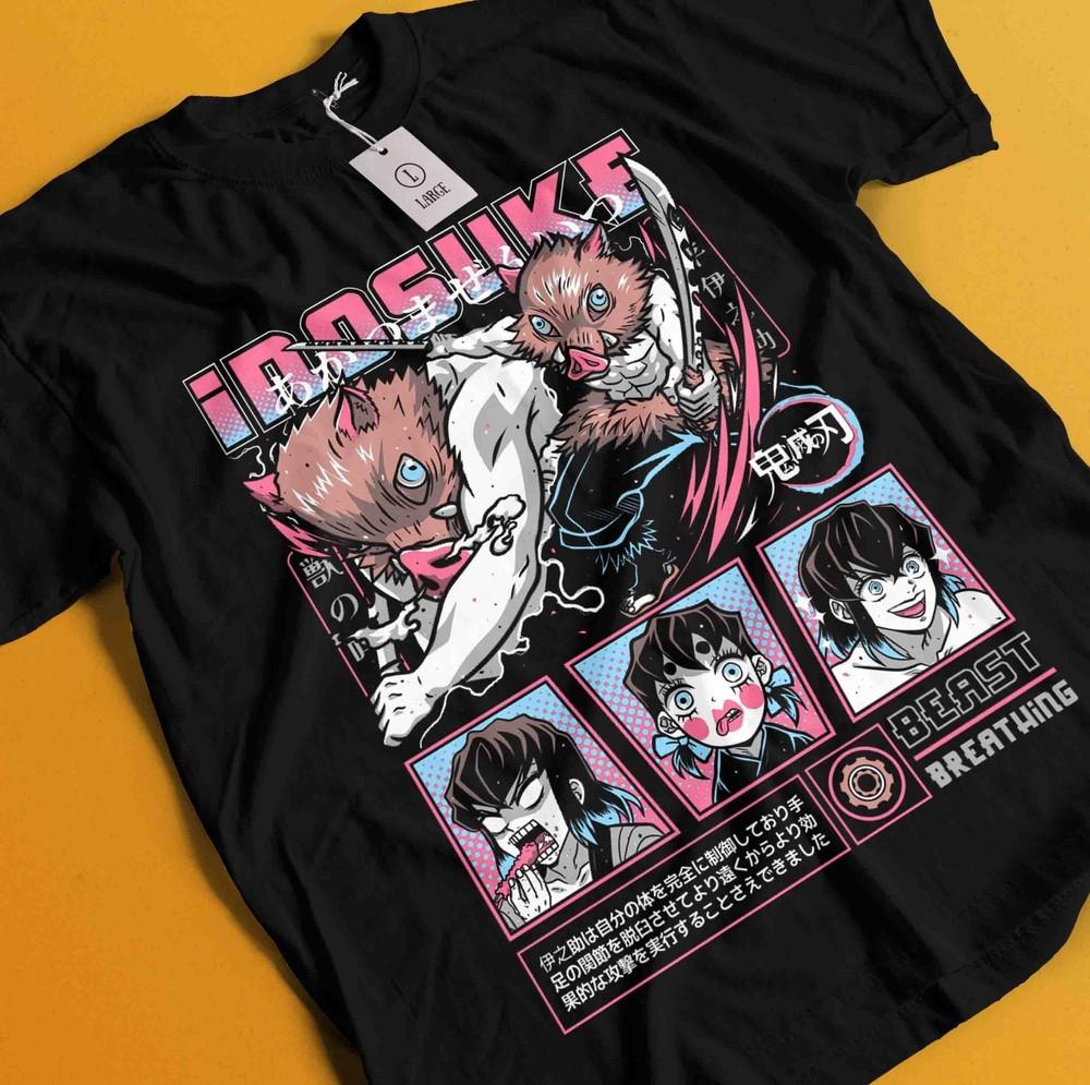 

Demon Slayer Shirt Inosuke Tshirt Zenitsu T-Shirt Muzan Doma Tee Tanjiro Nezuko M