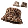 Leopard Print Fisherman Hat Thickened Warm Pot Hat Fashion Winter Bucket Hat  Outdoor