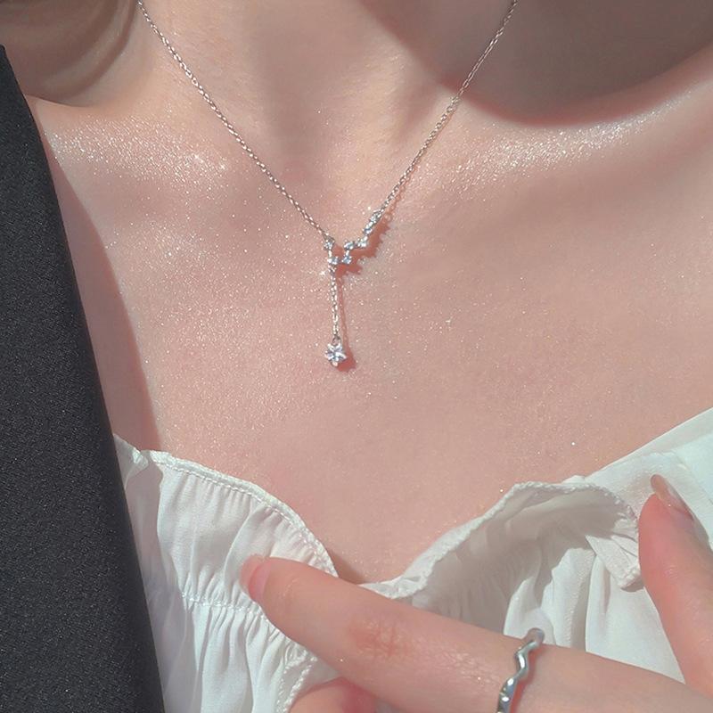 Constellation Tassel Star Necklace Female Tide Flash Diamond Pendant Big Dipper Collarbone Chain Fairy