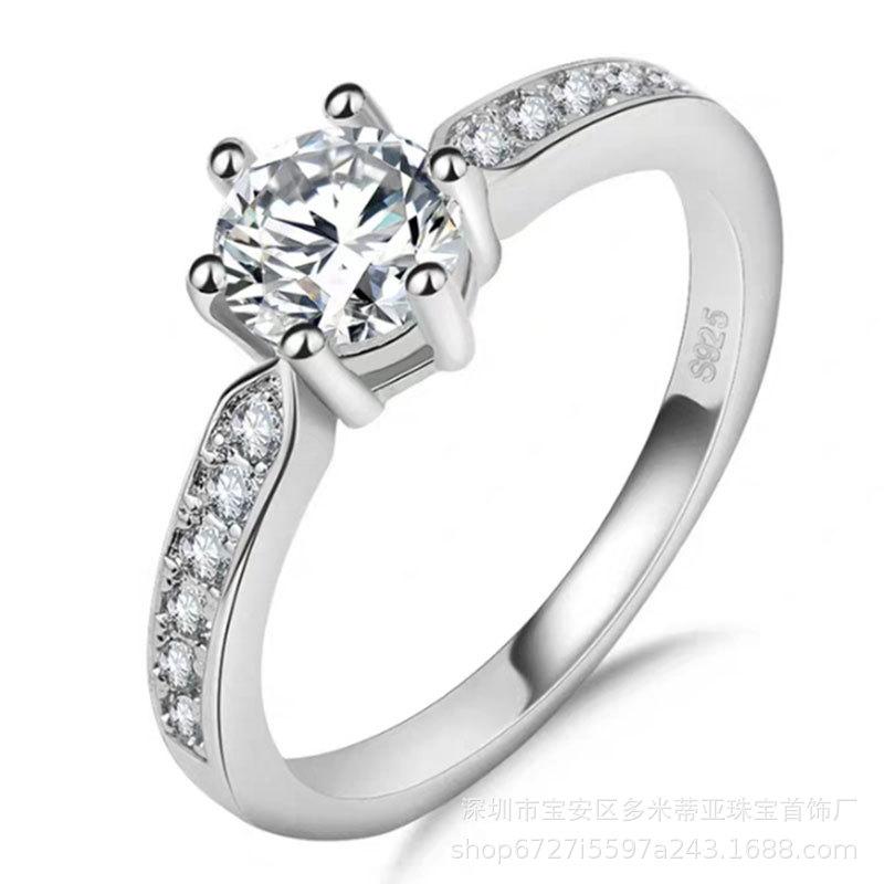 Classic six-claw diamond ring, birthday proposal ring, female, e-commerce micro-diamond 925 jewelry no. 5