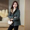 Red Loose Fit Short Puffer Coat for Women Winter Fashion Lightweight Slimming Cotton Jacket