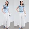 VICTORIA&VERA Women's Striped Sailor Collar Knit Top