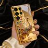 Jeweled Peacock Golden Phone Case For Samsung A50 A51 A52 A53 A54 A55 A56 A57 A71 A72 A73 A31 A32 A34 A36 A37 A30s Glass Cover