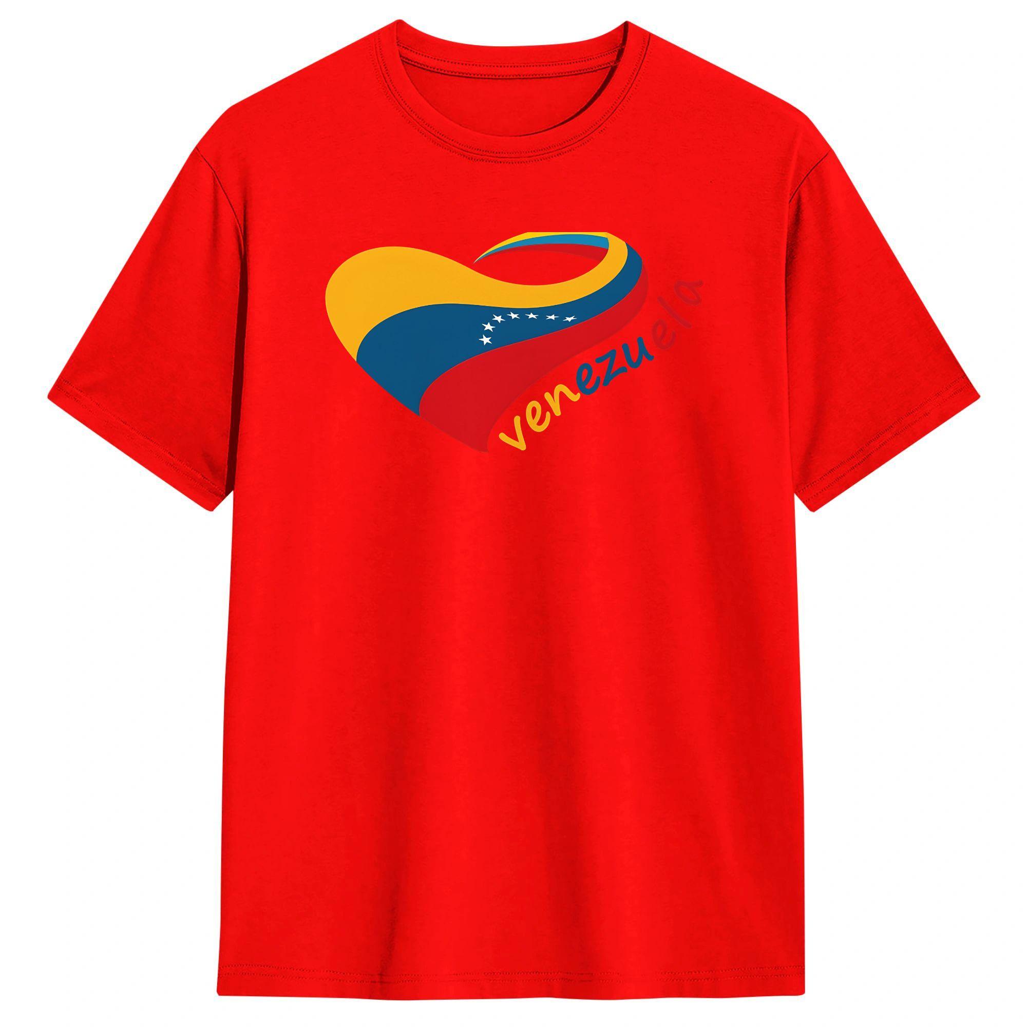Unisex Heart Of Venezuela T Shirts Cotton Tops Summer YK Funny Short Sleeve TShirt Crew Neck Harajuku Casual Tee Shirt S