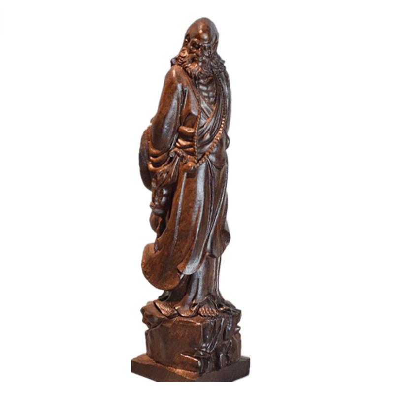 1 pc Wood carving of the statue of the founder of Dharma living room office bookshelf desktop Home furnishings Chinese Crafts