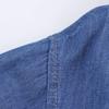 2025 Spring Women's Denim-Look Cotton Point Collar Long Sleeve Shirt (European/American Style)