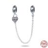 Real 925 Silver Stars & Moon Sunflower Safety Chains Spacer Beads Charms Fit Qikaola 925 Bracelets DIY Jewelry