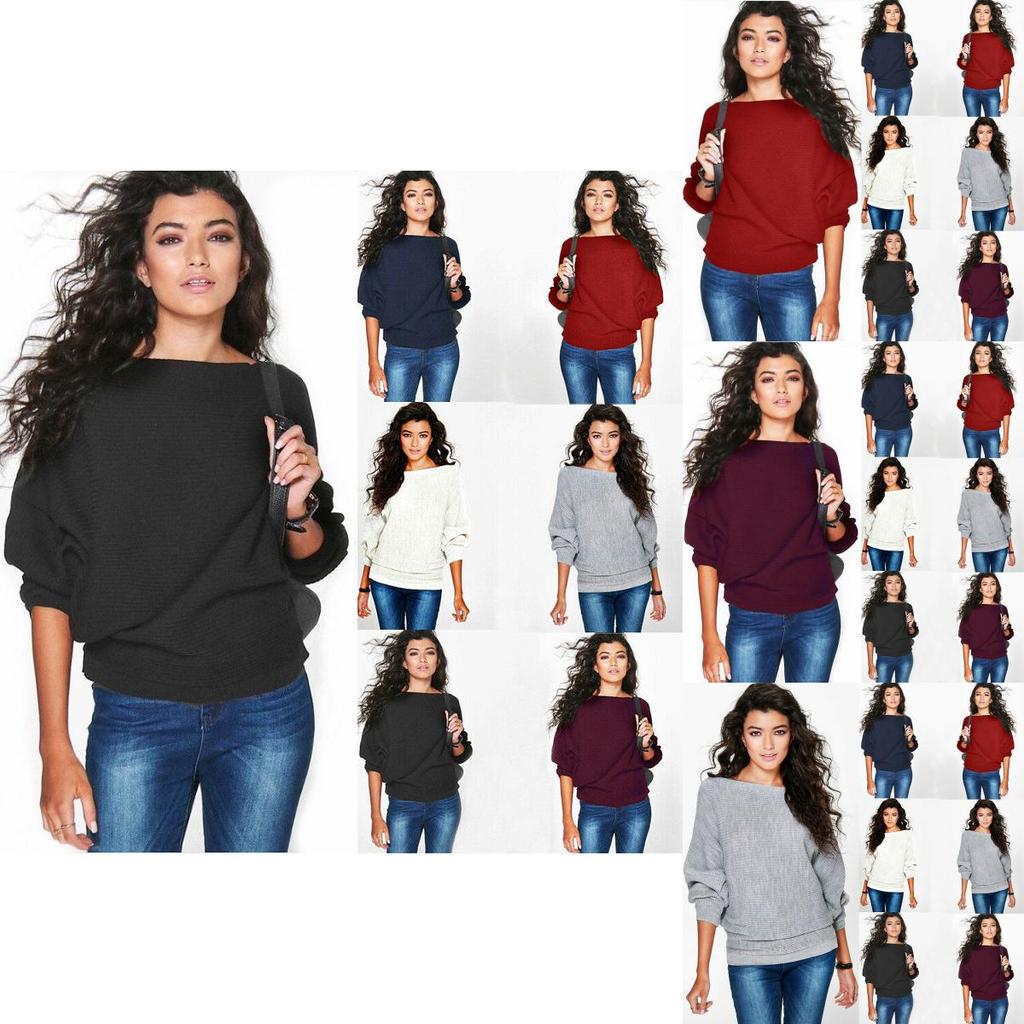 Stylish Women's Long Sleeve Baggy Ladies Pullover Knitted Oversized Sweater Jumper