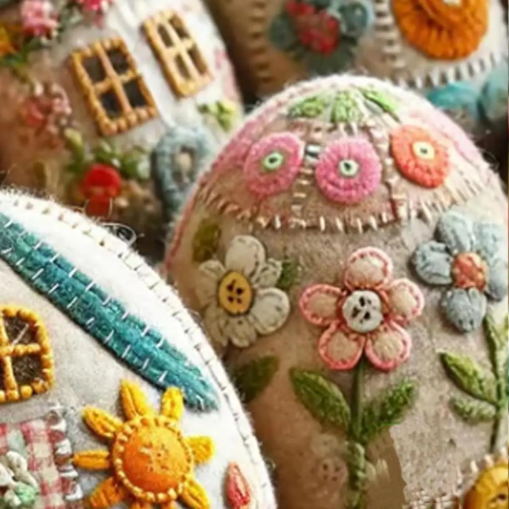 Casa Uovo Patchwork in Feltro Kit Fai da Te Casa Uovo di Pasqua in Feltro Casa Pulcino Kit Creativo Kit Uova di Pasqua Ricamate a Mano in Feltro