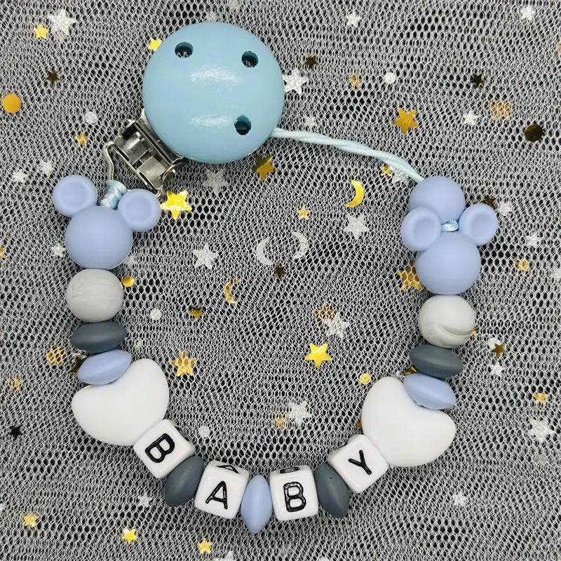 Baby Pacifier Clip Personalised Name Dummy Nipple Holder Chains Newborn Feeding Newborn Custom Pacifiers Clip Chew Teething Toys