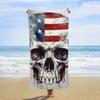 Serviette de Plage Crâne Drapeau Américain Serviettes Absorbantes Surdimensionnées Séchage Rapide Serviette de Piscine Serviettes de Bain Légères Couverture de Plage Anti-sable