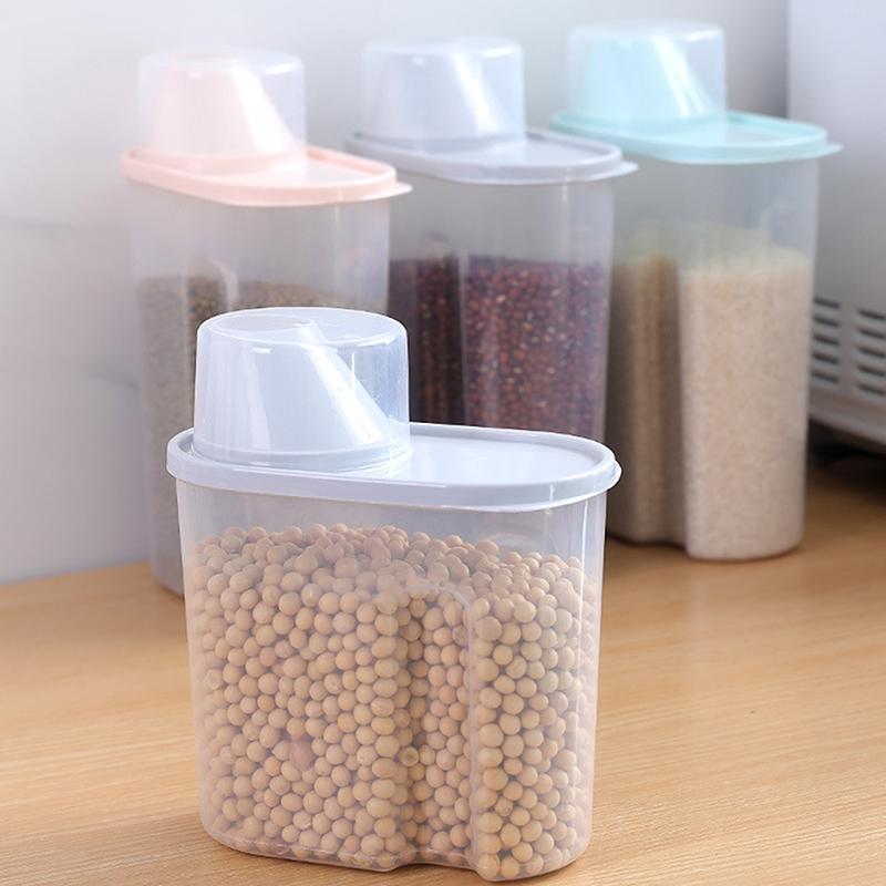 Hot Sale Grain Storage Container With Measuring Cup Food Storage Box Dry Goods Airtight Container Rice Bucket