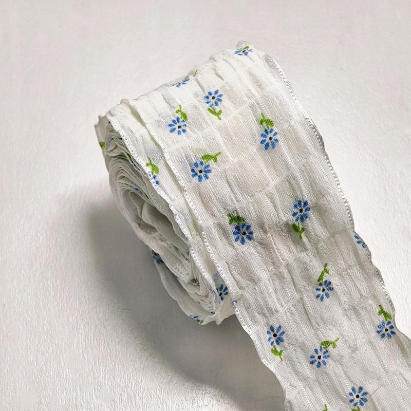 4cm široká malá květinová šifonová ozdoba s jemným mřížkovaným lemováním, mašle, čelenka, vlasové doplňky, ručně vyráběná květinová dárková krabička