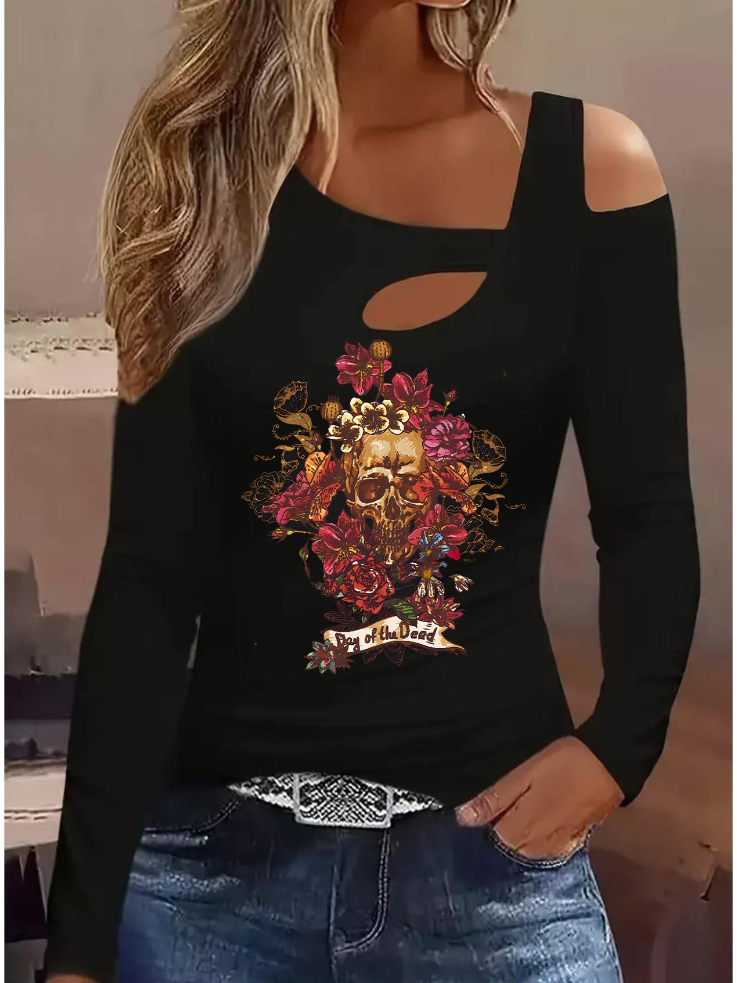 

Модные блузки с живописным принтом, футболки с длинным рукавом, повседневные топы-юбки XXL чёрный