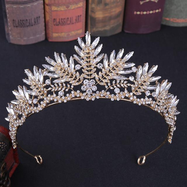 Baroque Bronze Black Crystal Beads Bridal Tiaras Rhinestone Diadem Pageant Crown For Brides Headbands Wedding Hair Accessories